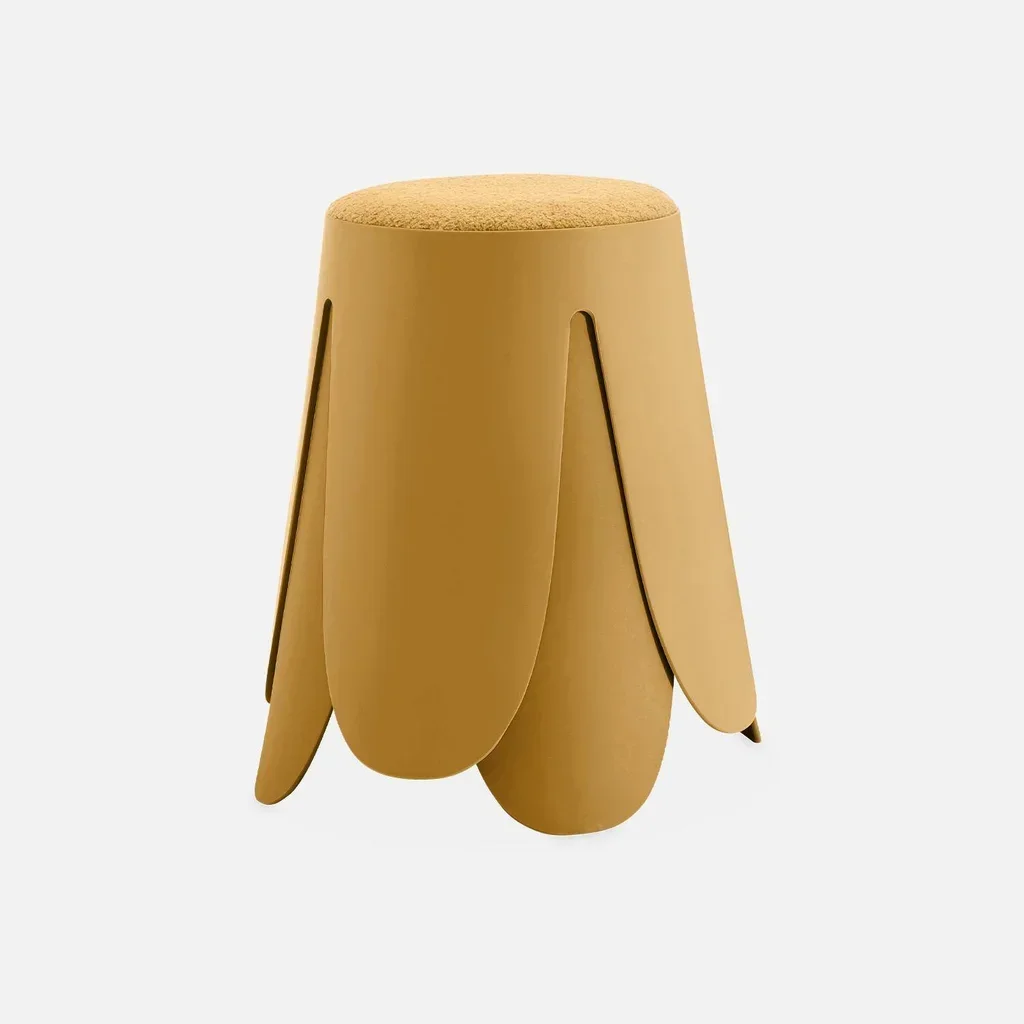 2 tabourets superposables bouclette texturée noir Niki 46cm