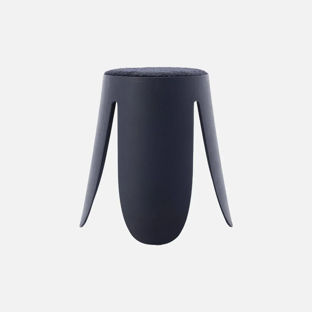 2 tabourets superposables bouclette texturée Niki noir 46cm
