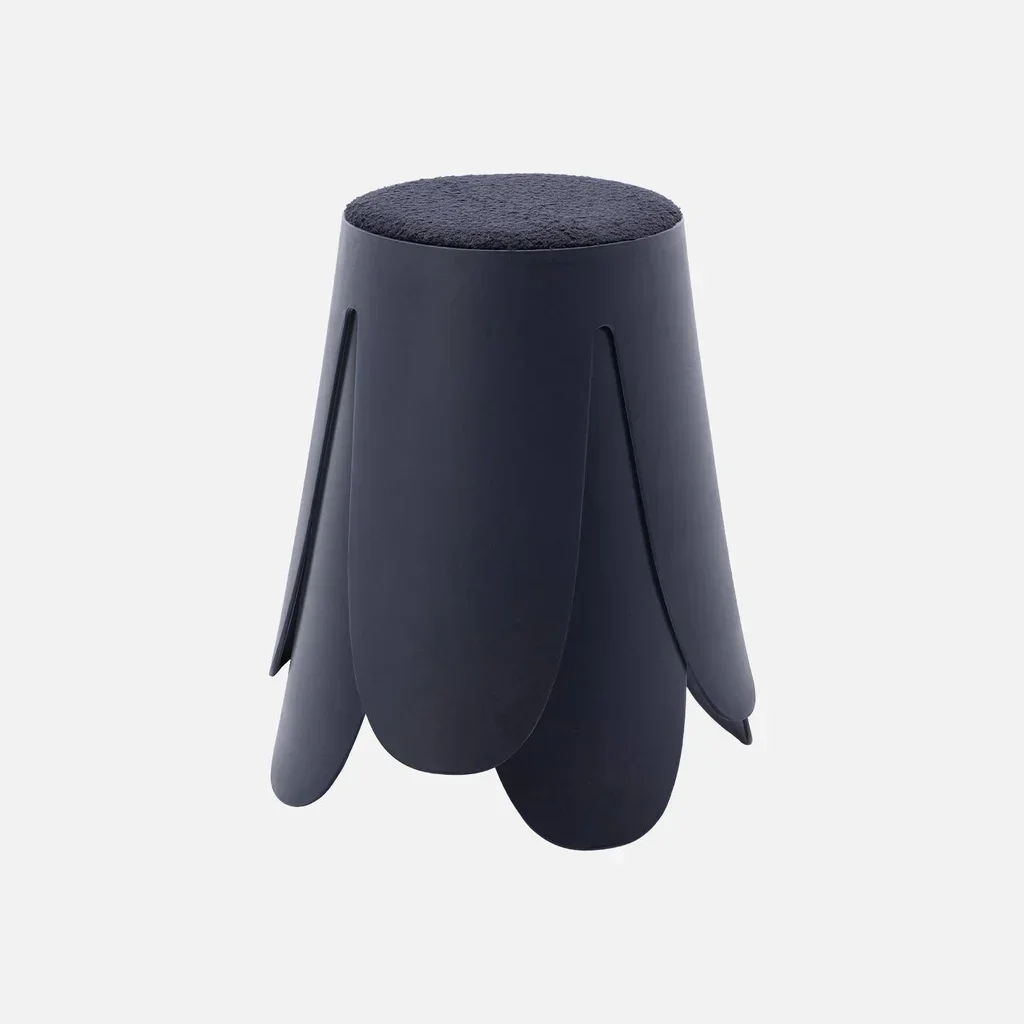 2 tabourets superposables bouclette texturée Niki noir 46cm
