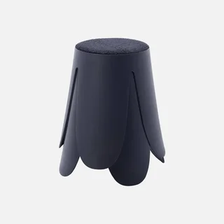 2 tabourets superposables bouclette texturée Niki noir 46cm