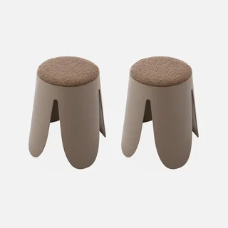 Lot de 2 tabourets design bouclette texturée Niki noir