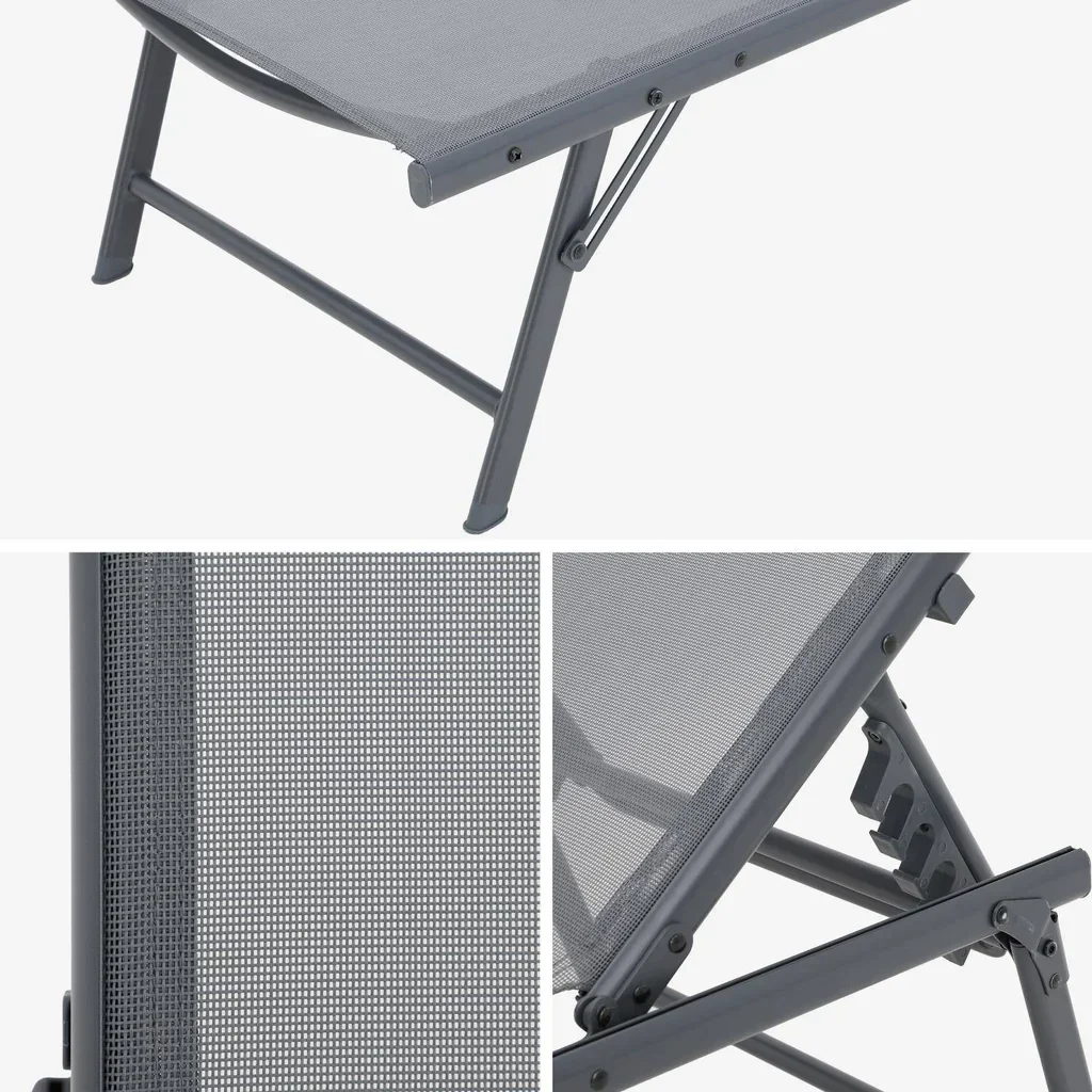 Lot de 2 transats acier textilène dossier réglable 4 positions jardin terrasse