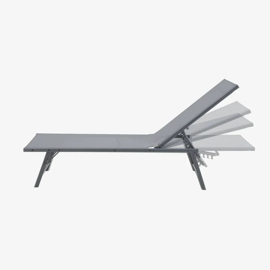 Lot de 2 transats acier textilène dossier réglable 4 positions jardin terrasse
