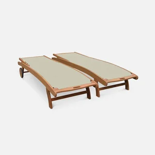 2 transats eucalyptus multi-positions roulettes Marbella jardin