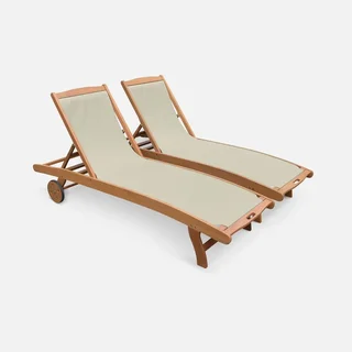 2 transats eucalyptus multi-positions roulettes Marbella jardin