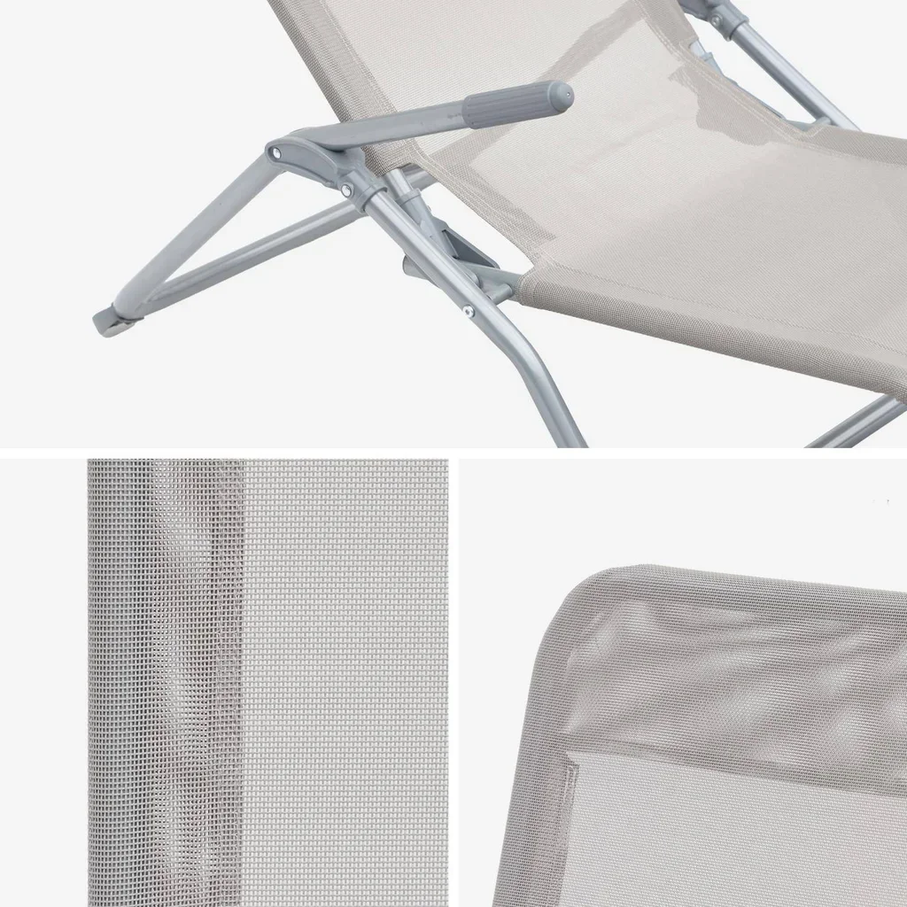 2 transats pliants acier inclinables double position jardin