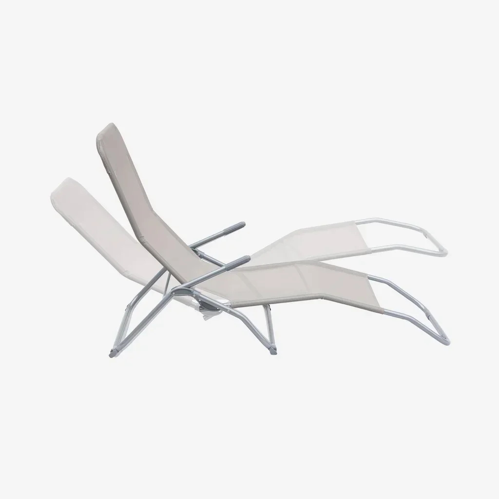 2 transats pliants acier inclinables double position jardin
