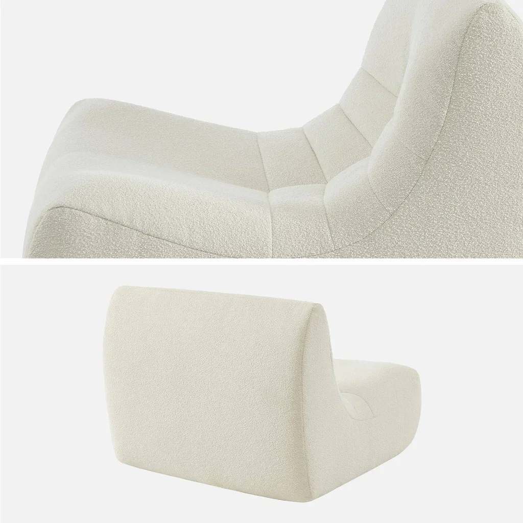 Set de 3 butacas modulares de bouclé texturizado para salón acogedor