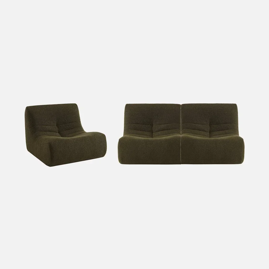 Set de 3 butacas modulares de tejido bouclé texturizado