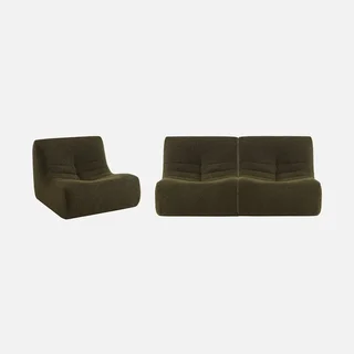 Set de 3 butacas modulares de tejido bouclé texturizado