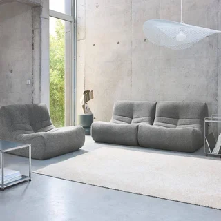 Set de 3 butacas modulares de bouclé texturizado para salón acogedor