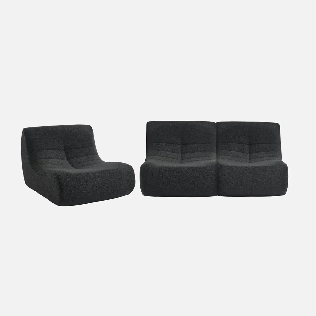 Lote 3 butacas modulares bouclé texturado 1 plaza relax