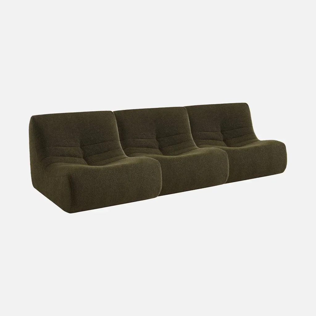 Set de 3 butacas modulares de tejido bouclé texturizado