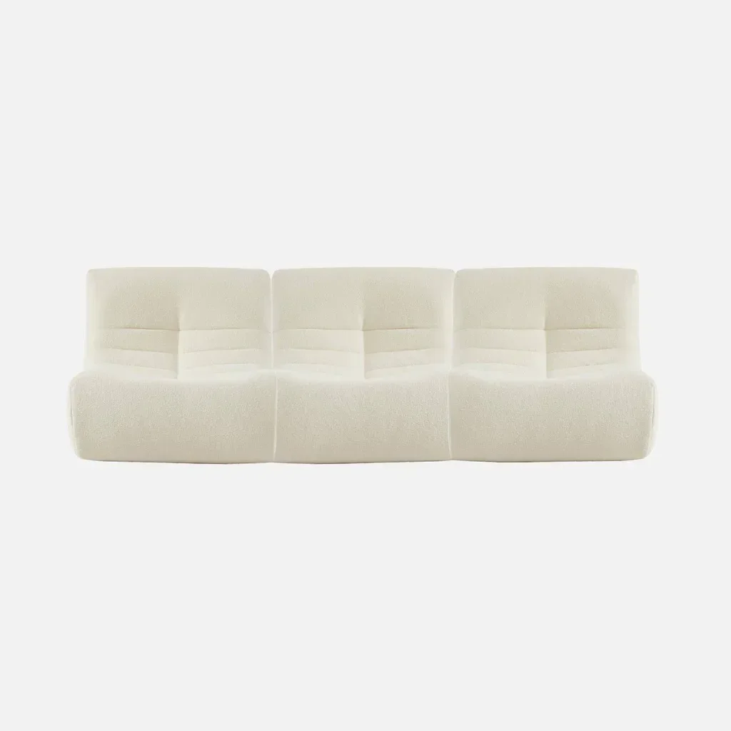 Set de 3 butacas modulares de bouclé texturizado para salón acogedor