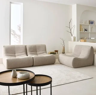 Set de 3 sillones modulares bouclé texturado 1 plaza confort