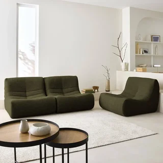 Set de 3 butacas modulares de tejido bouclé texturizado