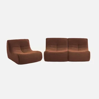 Set de 3 sillones modulares bouclé texturado 1 plaza confort