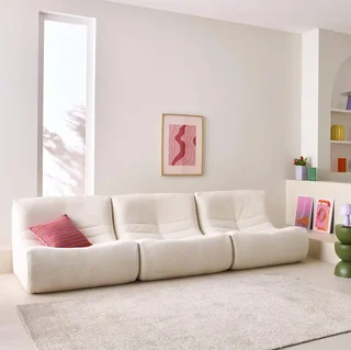 Set de 3 butacas modulares de bouclé texturizado para salón acogedor