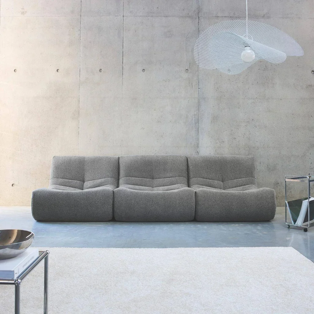 Set de 3 butacas modulares de bouclé texturizado para salón acogedor