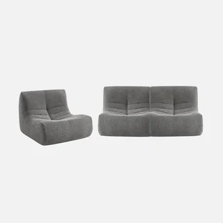 Set de 3 butacas modulares de bouclé texturizado para salón acogedor