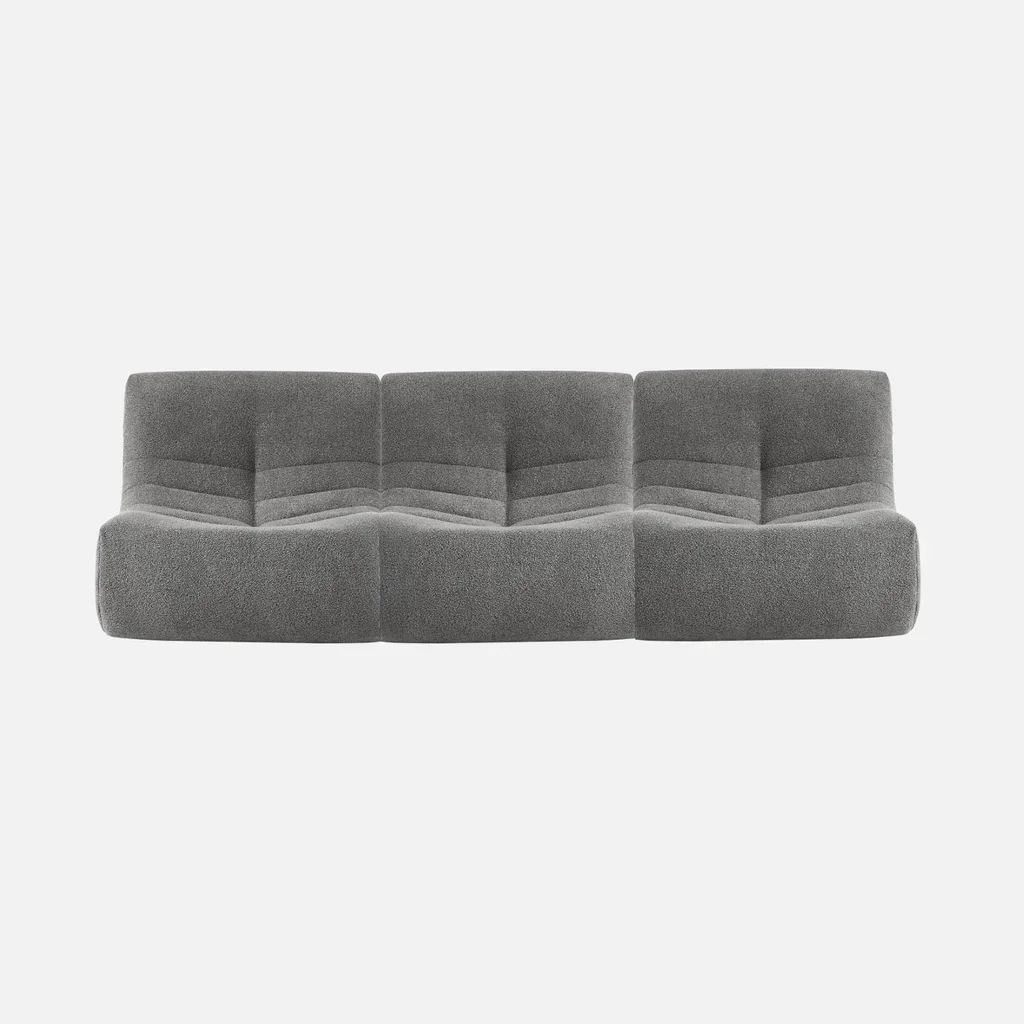 Set de 3 butacas modulares de bouclé texturizado para salón acogedor