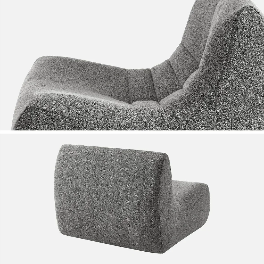 Set de 3 butacas modulares de bouclé texturizado para salón acogedor