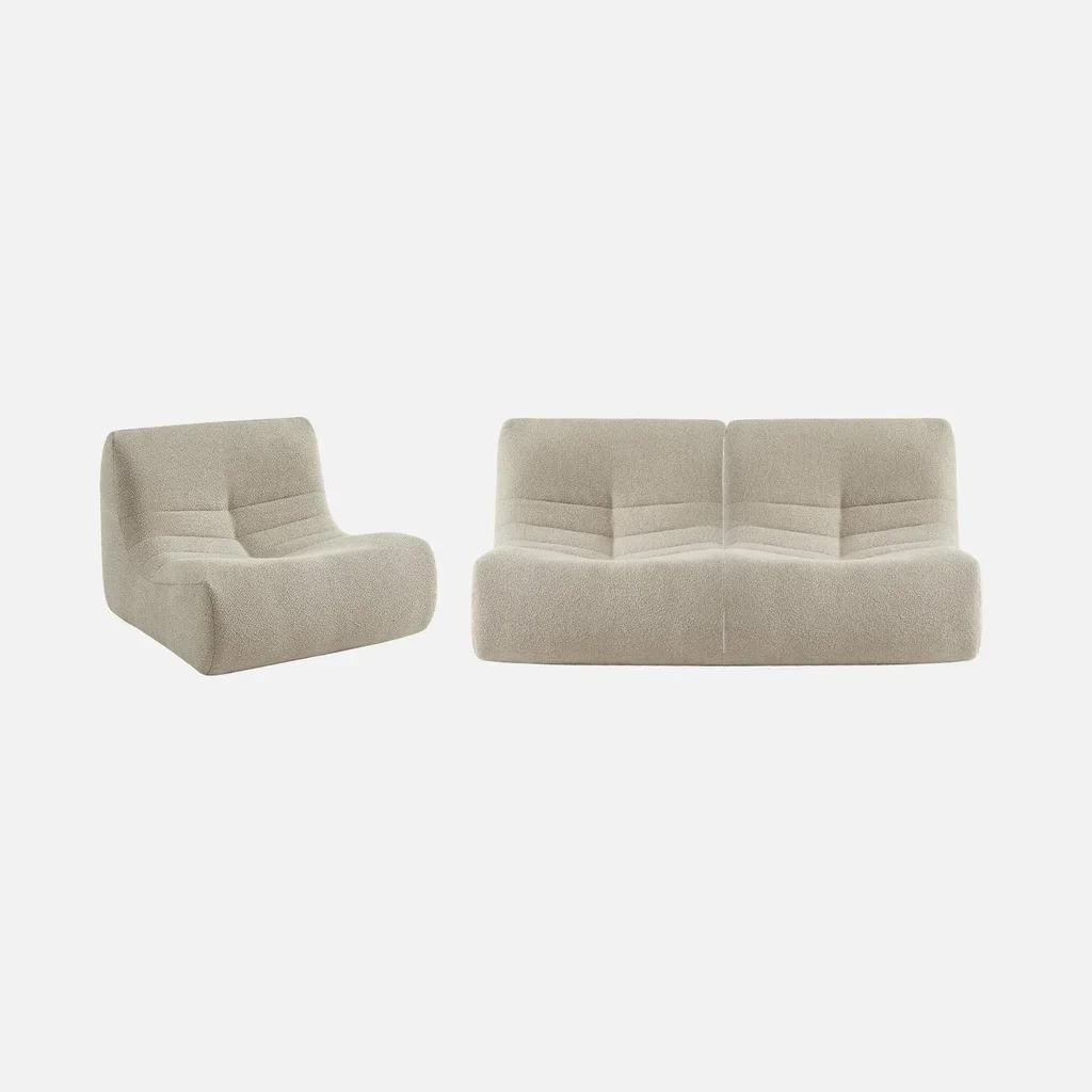 Set de 3 sillones modulares bouclé texturado 1 plaza confort
