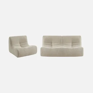 Set de 3 sillones modulares bouclé texturado 1 plaza confort