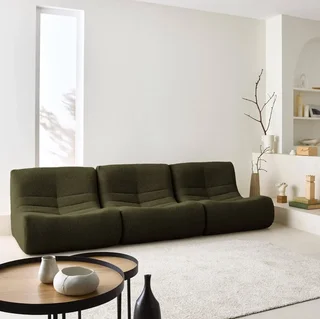 Set de 3 butacas modulares de tejido bouclé texturizado