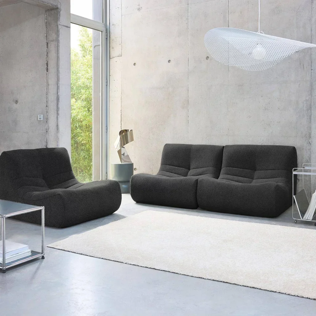Lote 3 butacas modulares bouclé texturado 1 plaza relax