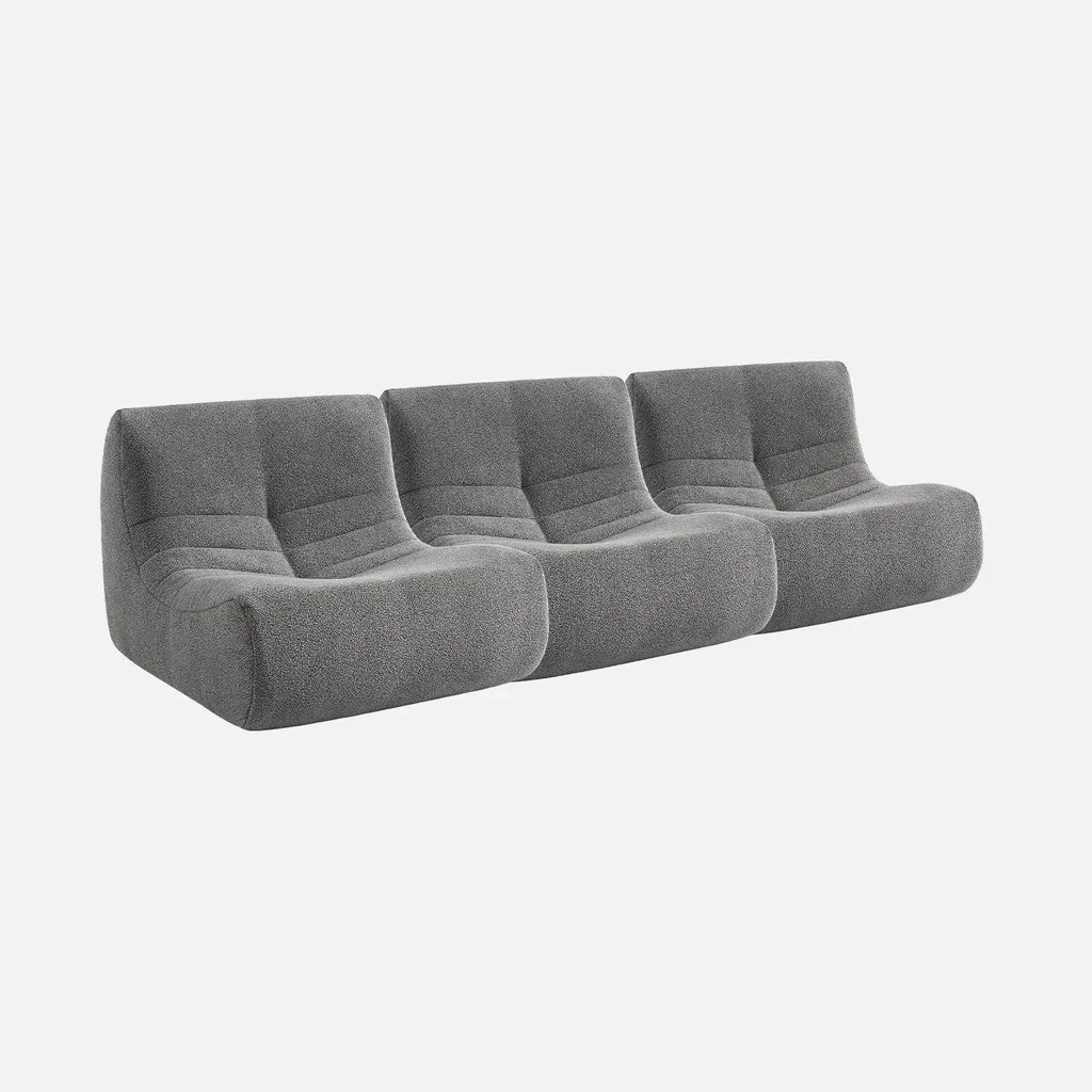 Set de 3 butacas modulares de bouclé texturizado para salón acogedor