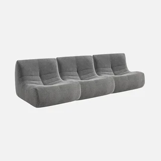 Set de 3 butacas modulares de bouclé texturizado para salón acogedor