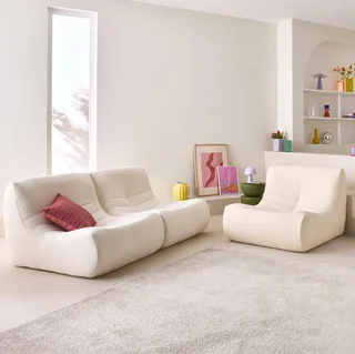 Set de 3 butacas modulares de bouclé texturizado para salón acogedor