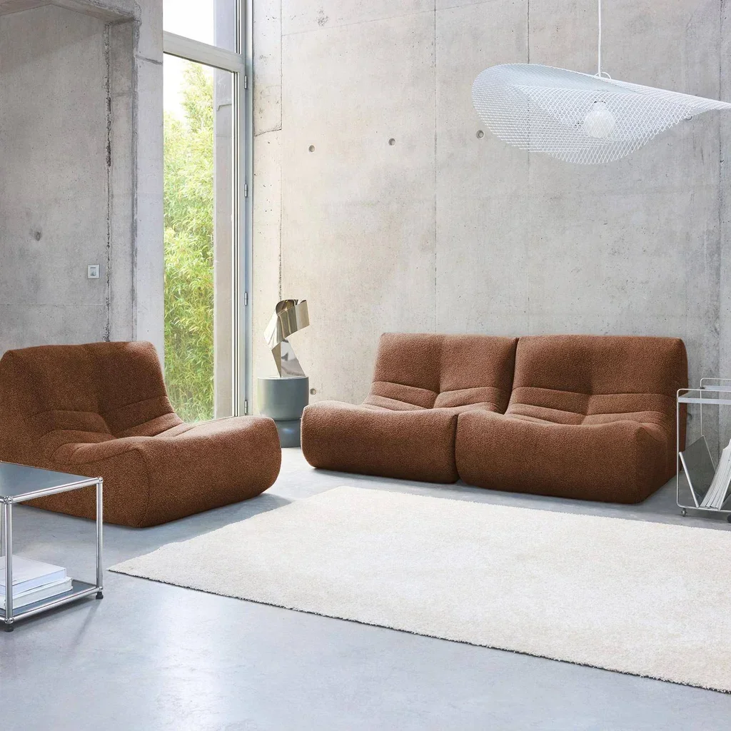 Set de 3 sillones modulares bouclé texturado 1 plaza confort