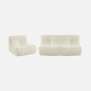 Set de 3 butacas modulares de bouclé texturizado para salón acogedor