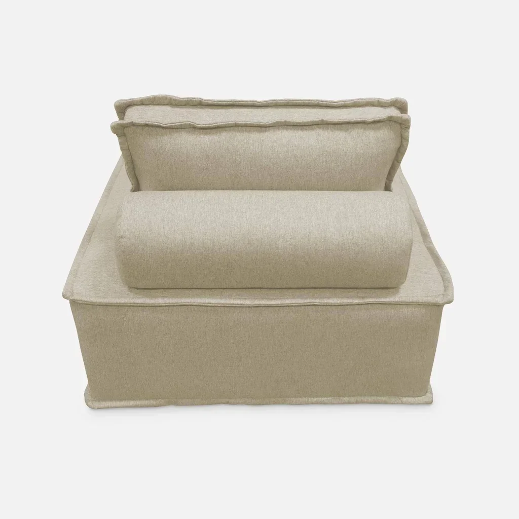 Lotto 3 poltrone modulari in tessuto trapuntato beige Dao