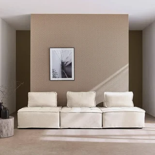 3er-Set modulare Stoffsessel gepolstert beige für Wohnzimmer