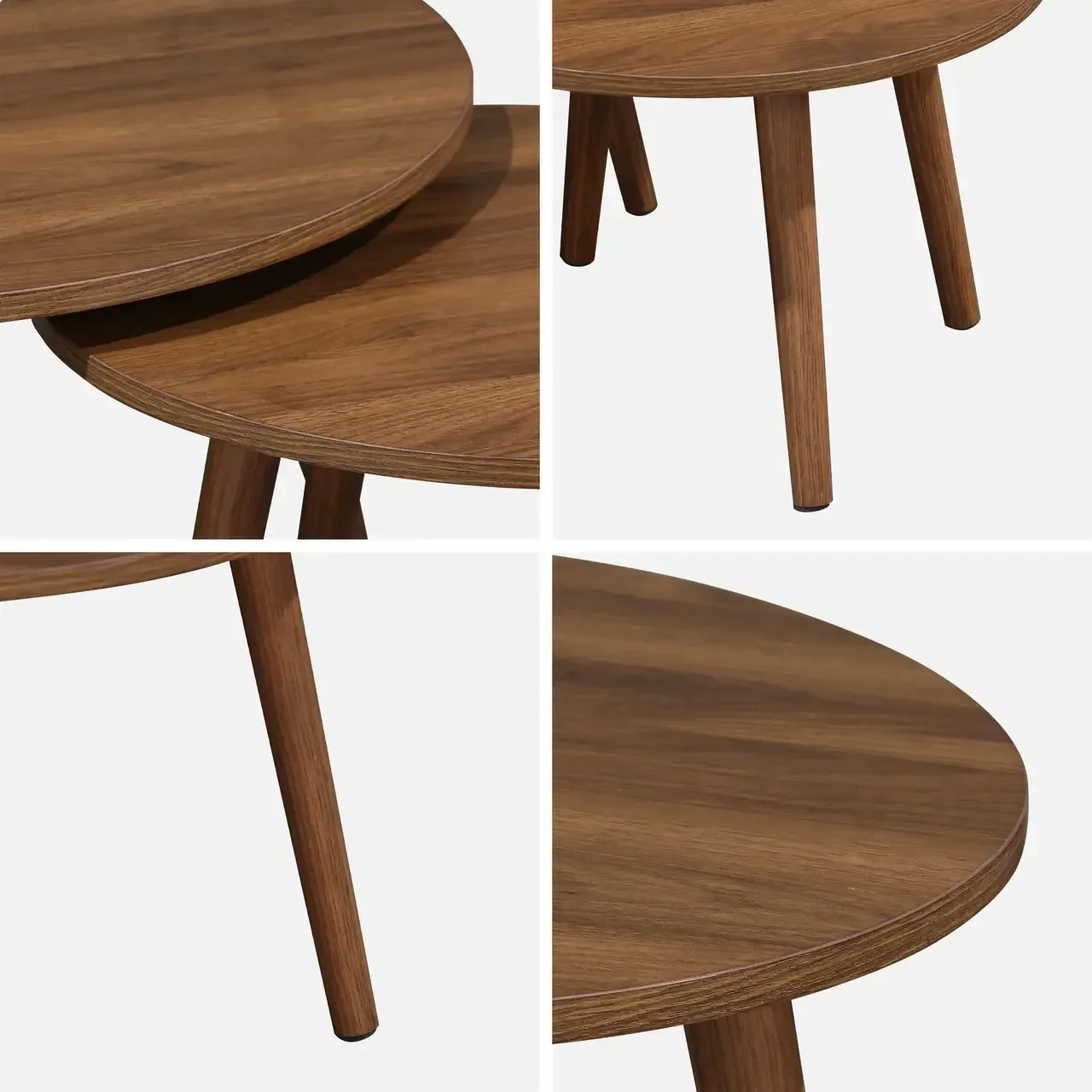 Round nesting tables Nepal Scandinavian style natural wood
