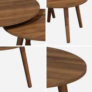 Round nesting tables Nepal Scandinavian style natural wood