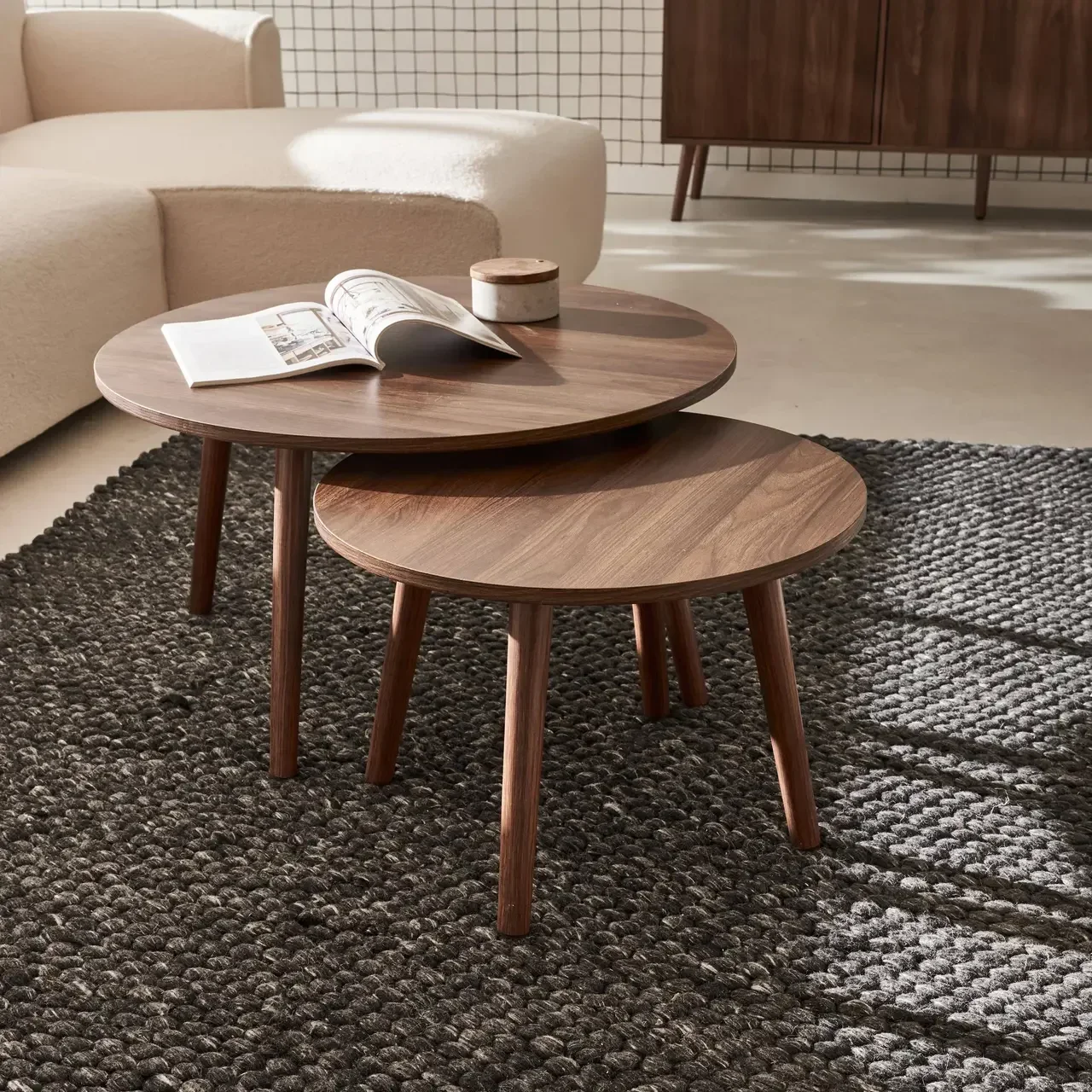 Tables gigognes rondes Népal style scandinave bois naturel