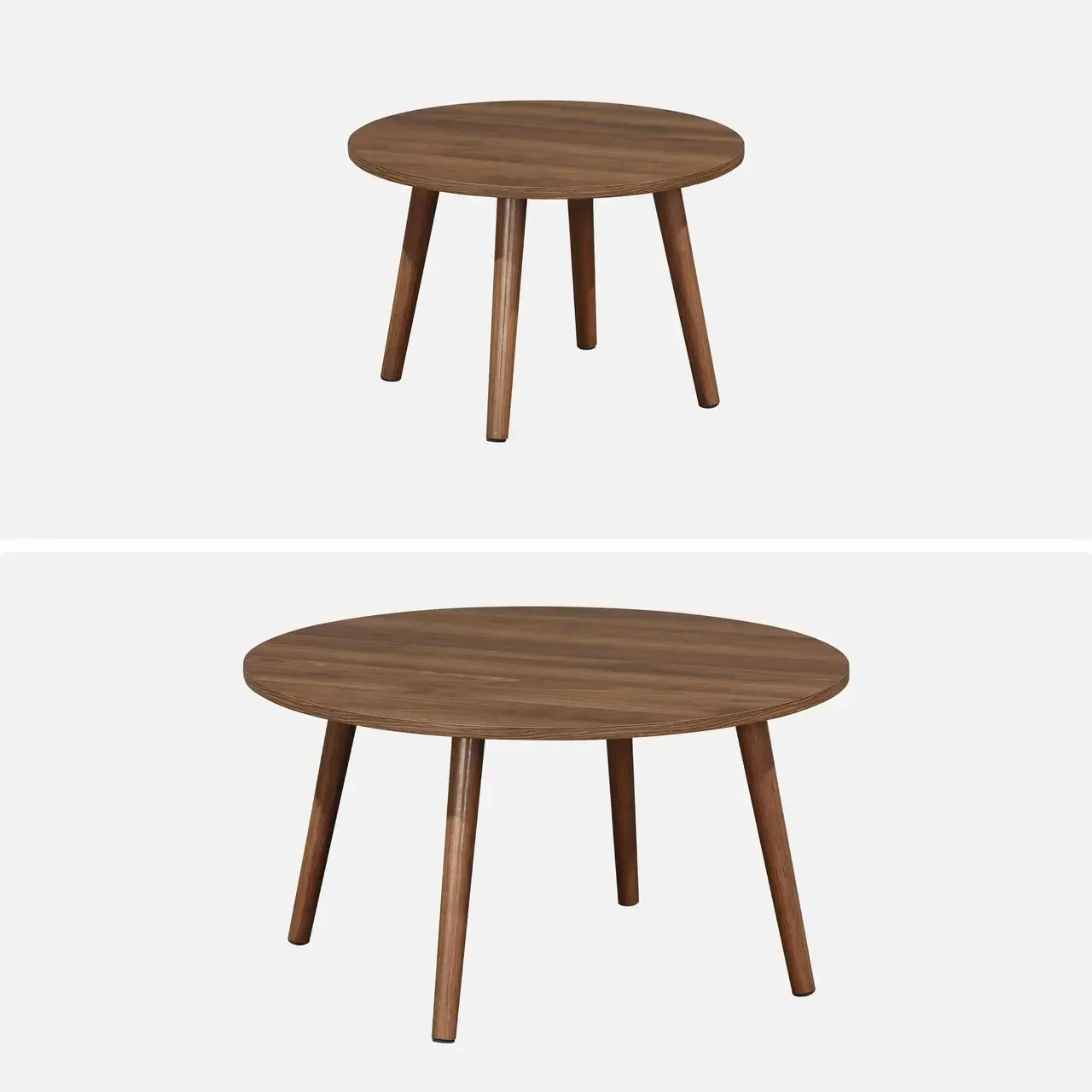 Round nesting tables Nepal Scandinavian style natural wood