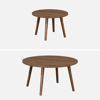 Round nesting tables Nepal Scandinavian style natural wood