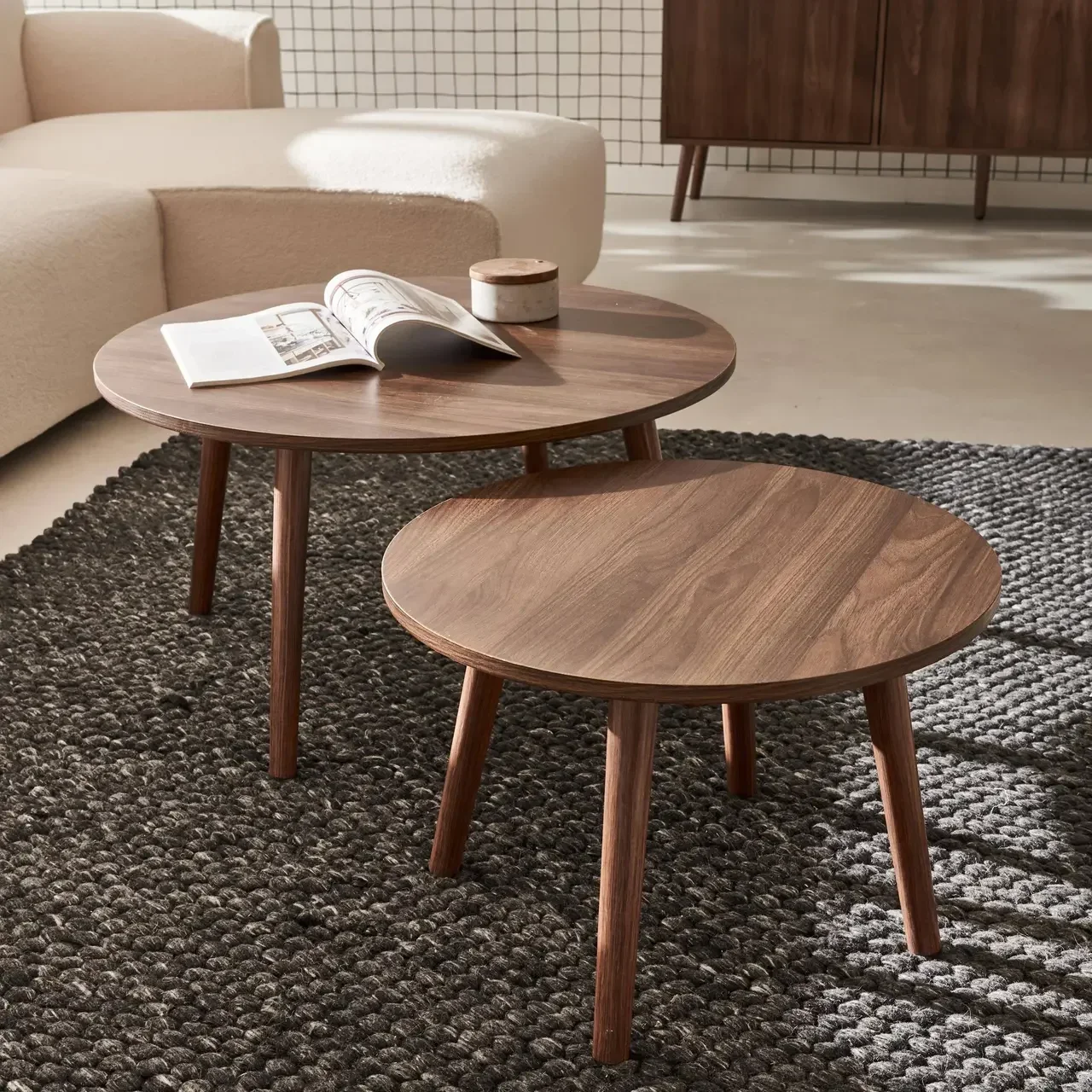 Tables gigognes rondes Népal style scandinave bois naturel