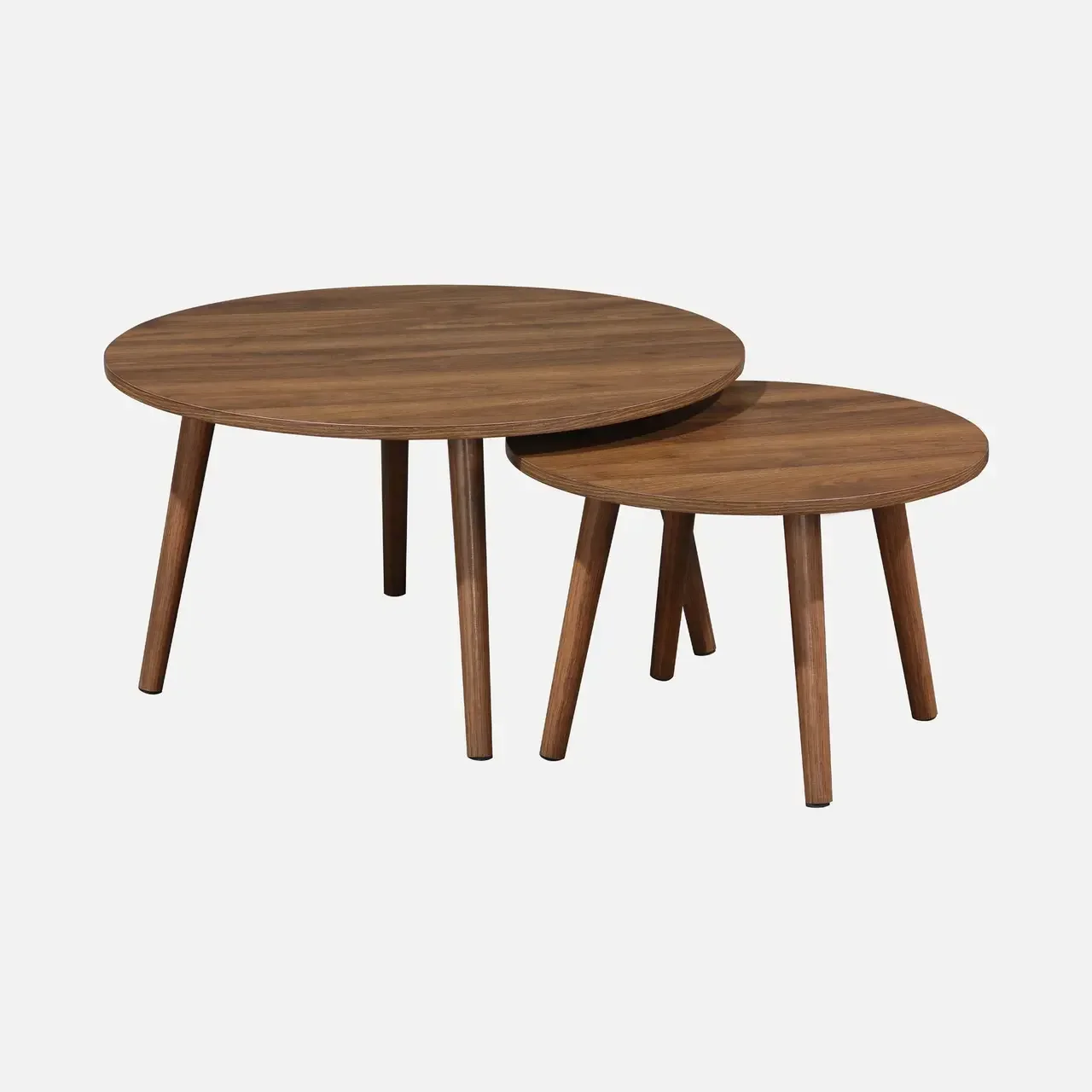 Round nesting tables Nepal Scandinavian style natural wood