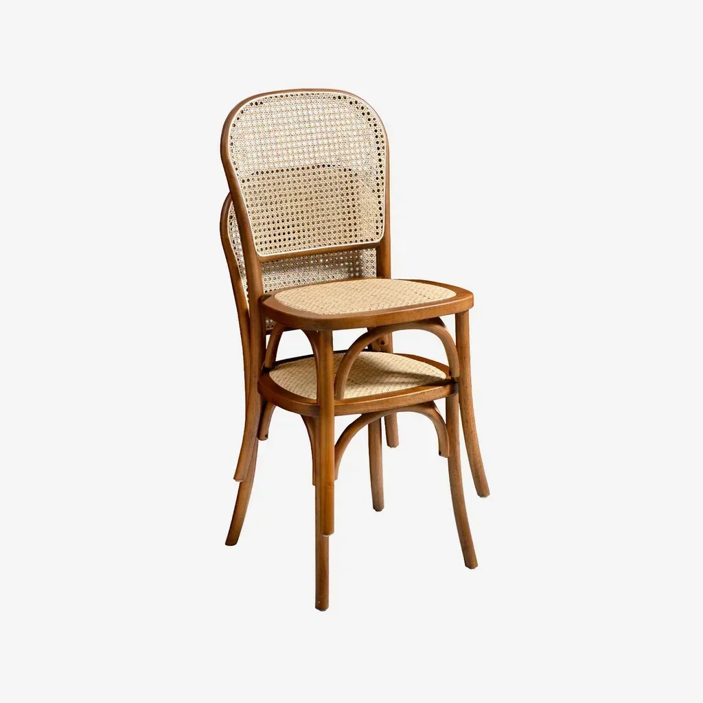 Lot 4 chaises vintage bois cannage naturel Montparnasse