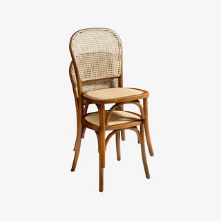 Lot 4 chaises vintage bois cannage naturel Montparnasse
