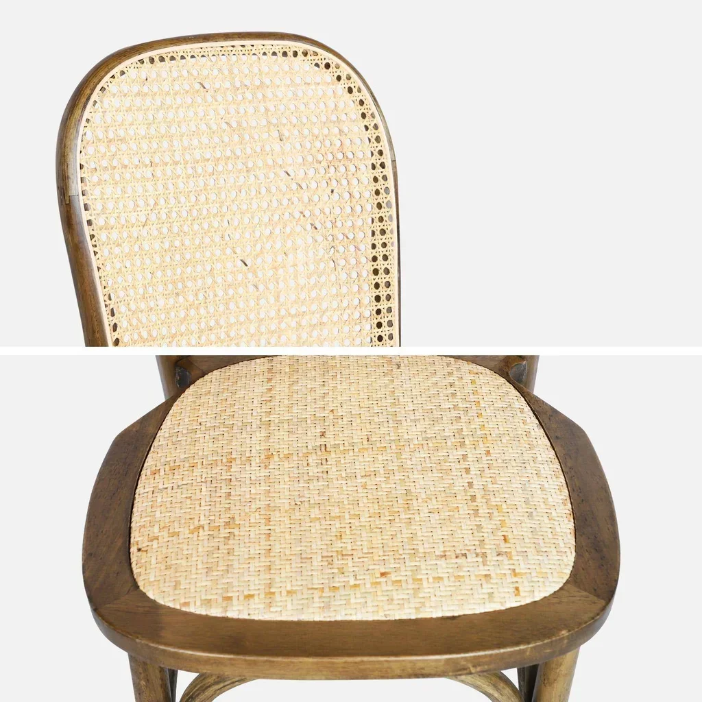 Lot 4 chaises anciennes bois cannage naturel vintage Montparnasse