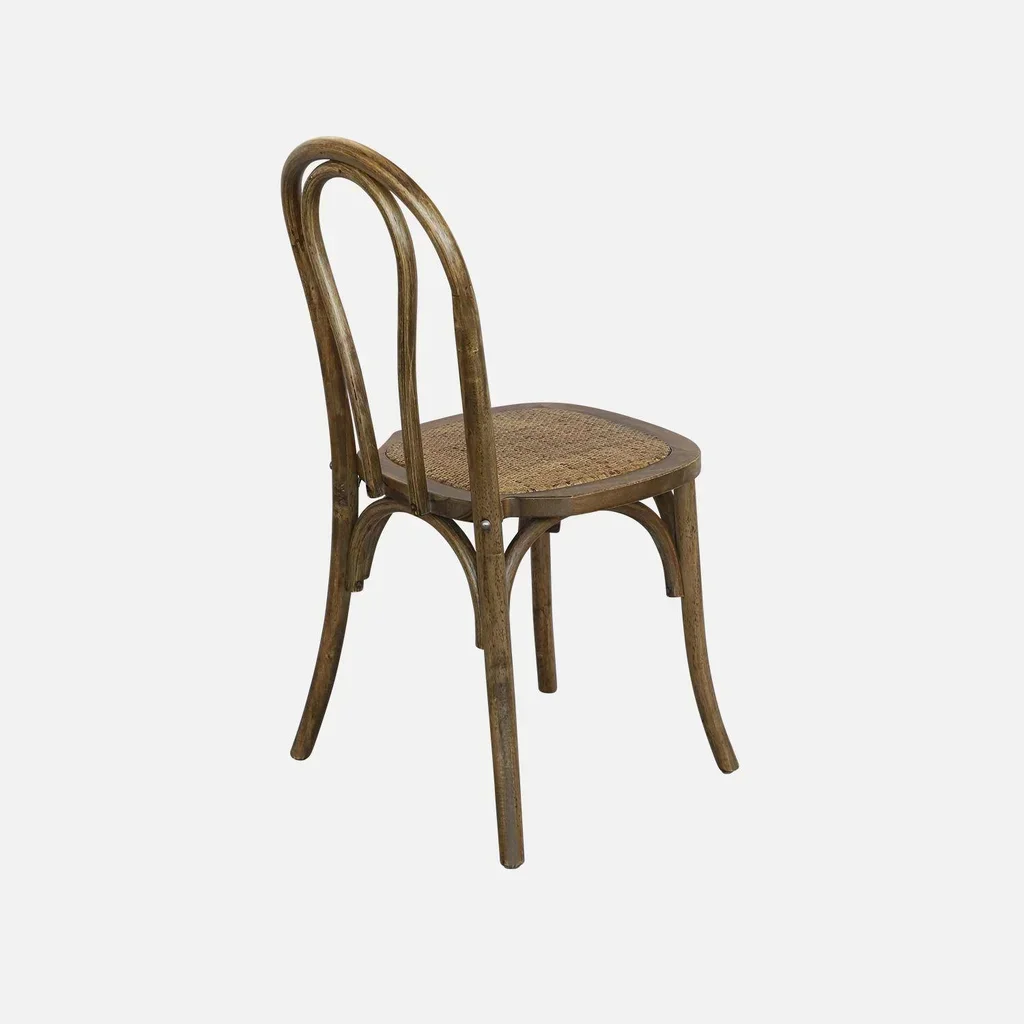 Lot de 4 chaises vintage bois et cannage naturel style bistrot parisien