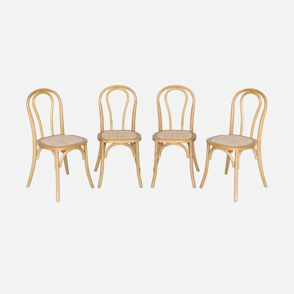 4 chaises vintage bois cannage naturel style bistrot Paris