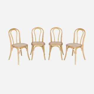4 chaises vintage bois cannage naturel style bistrot Paris